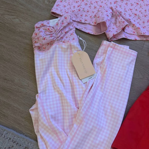 Blogilates Floral Shorts Gingham Legging Babydoll Dress Red Shorts Lot Large NWT - Picture 5 of 8